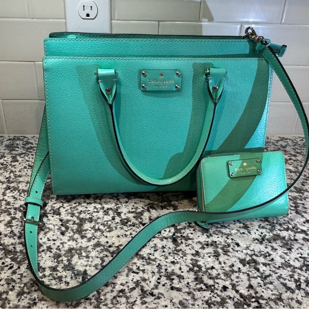 Kate Spade Aqua Satchel And Wallet